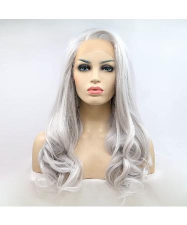 Buy 26 Drag Queen Wigs - Heat Resistant Lace Front Synthetic Wigs with Natural Hairline in Cool Silver Gray for Cosplay - Buy Online on GoSupps.com