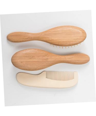 Baby Bath Set with Massage Brush, Wooden Comb, and Bamboo Hairbrush - 3pcs Kids Suit for Newborns and Toddlers - Buy Online on GoSupps.com