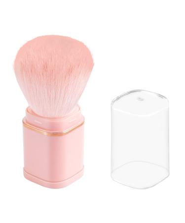 Retractable Face Kabuki Makeup Brush, Mini Travel Size Blush Brush Pink, Portable Powder Brush with Cover for Blush, Bronzer, Buffing, Flawless Powder Cosmetics Perfect for On The Go