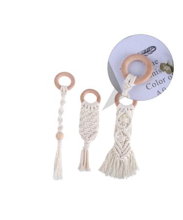 Vicasky 3 Pcs Handwoven Cotton Rope Dental Care Toys - Bitter Cotton Bite Sticks & Rings for Toddlers | Safe Handmade Beech Teething Relief - Buy Online on GoSupps.com