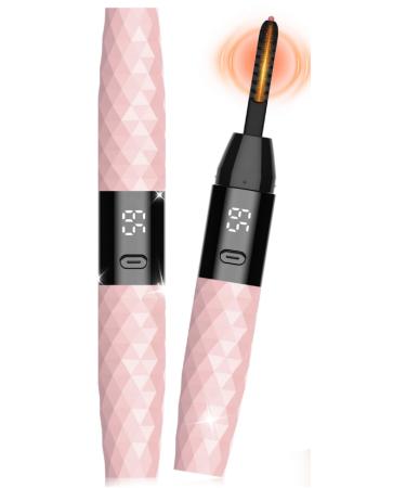 Heated Eyelash Curler - Heated Lash Curler - Electric Eyelash Curler Rechargeable for 24 Hours Long Lasting Natural Eyelashes - LED Display - 2 Heating Modes 8S Fast Heating Pink 6.2"*2.4" Pink