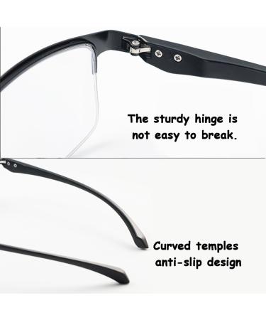 Buy Progressive Multifocus Reading Glasses for Men - Blue Light Blocking Fashion Half Frame Anti Glare - 1.5x Black Glasses - Buy Online on GoSupps.com