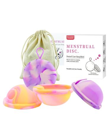 Kuwung 2 pieces menstrual disc leak -proof menstrual disc reusable menstrual cup made of silicone size S+L and storage bags for active women sport swimming and intimacy