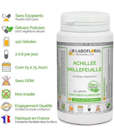 Yarrow Labofloral 150 capsules dosed at 200 mg - Food supplement - Digestion respiration - Made in - Buy Online on GoSupps.com