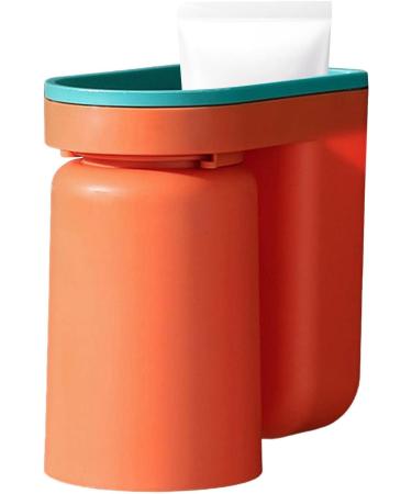 Self-Adhesive Toothbrush Holder & Bathroom Organizer - 2 Orange Cups | Stamp-Free Travel-Friendly Design - Buy Online on GoSupps.com