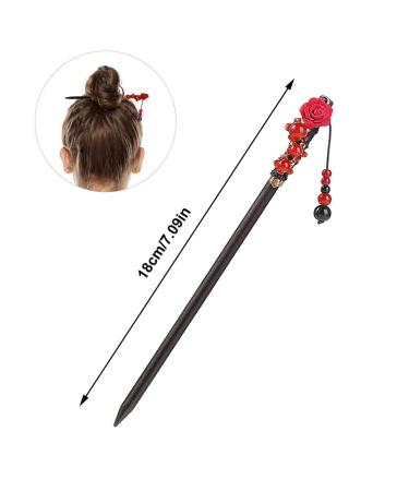 Vintage Chinese Wood Hairpins - Set of 4 Elegant Hair Sticks for Women & Girls - Unique Hairstyles & Accessories - Buy Online on GoSupps.com