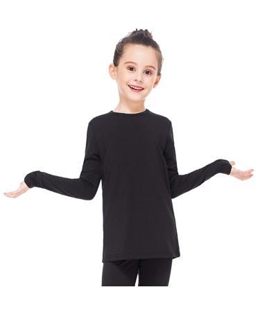 Subuteay Thermal Tops for Kids Fleece Lined Girls Undershirts Top - Black Large