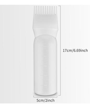 WLLHYF 2 Pack Root Comb Applicator Bottle 6 Ounce Hair Dye Bottle Brush Hair Oil Squeeze Bottles Plastic Hair Root Comb Color Applicator with Graduated Scale (White) - Buy Online on GoSupps.com