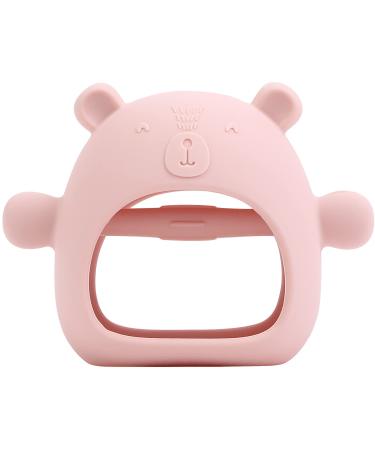 Baby Teething Toys  Foxin Bear Never Drop Silicone Teething Toys for Babies 6-12 Months Infant Wrist Hand Baby Teether Pacifiers  Baby Chew Toys for Babies Over 3 Months Sucking Needs (Pink)