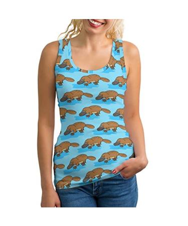 Australian Funny Platypus Women's Tank Tops Summer Sleeveless Sports Tops Vest X-Large