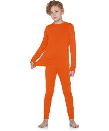 TSLA Kids Thermal Underwear Set - Soft Fleece Lined Long Johns for Boys and Girls - Winter Base Layer in Orange (Size 20) - Buy Online on GoSupps.com