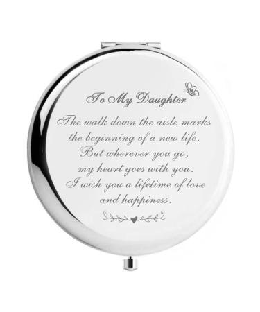 WHING to My Daughter Cute Engraved Travel Compact Pocket Makeup Mirror  Daughter Wedding Gift from Dad Mom  Graduation Birthday for Daughter