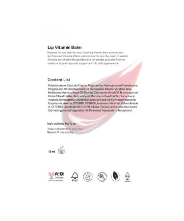 Lip Balm Lip Care Gloss Lip Balm - Strawberry Velvet Nourishing Moisturizing - Peptides Ceramide Vitamin E Vegan 13 ml - Buy Online on GoSupps.com