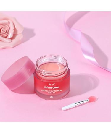 PrimeCove - Overnight Buttermask For Lips (20g) | Strawberry Flavour | Repair Brighten Moisturise Soften & Smooth | Wake Up To Lucious Nourised Lips! - Buy Online on GoSupps.com
