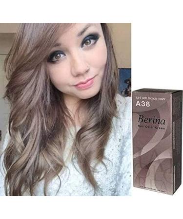 Berina Permanent Hair Dye Color Cream #A38 - Light Ash Blonde | Made in Thailand - International Shipping Available - Buy Online on GoSupps.com
