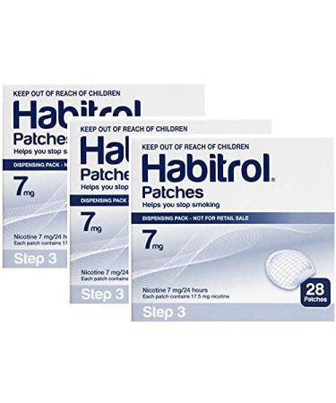 Novartis Habitrol 7mg Nicotine Patches Step 3 Stop Smoking 3 Boxes of 28 Each (84 Patches) 7 MG