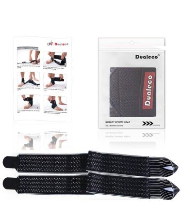Dualeco Adjustable Ankle Support Brace - Compression Strap for Sprained Ankle, Ligament Damage, Achilles Tendon - Grey, 1 Pair - Buy Online on GoSupps.com