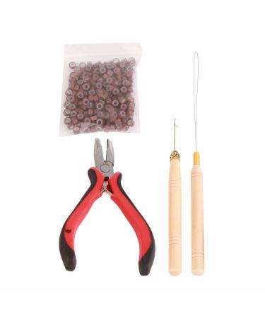 4-Piece Hair Extension Tool Set | Non-Slip Silicone Iron Alloy | Curved Tip Pliers (Brown) - Perfect for Easy Hair Extensions - Buy Online on GoSupps.com