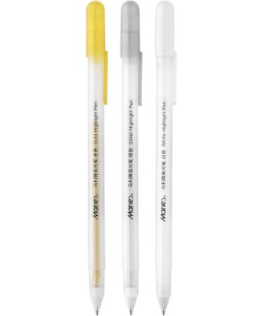 RVOGJP 3 Colors Gel Pen Set - Fine Tip Sketching Pens for Illustration and Drawing - Black Paper Drawing and Adult Coloring - Pack of 3 (White, Gold, Silver) - Buy Online on GoSupps.com