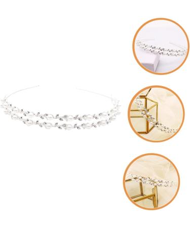 HONMEET Bride Wedding Headband Bridal Hair Accessories Headbands with Pearls Pearl Headbands for Women Silver Headband Bride Headband Headpiece for Bride Hair Ribbons Miss Abs Double Layer - Buy Online on GoSupps.com