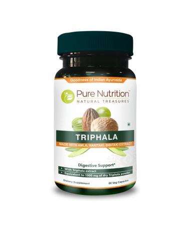 Pure Nutrition Triphala Extract 700mg. (Equivalent to 1900mg Triphala Fruit Powder) Non GMO | Once Daily | 60 Days Supply.