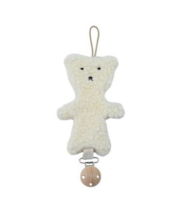 Poupangke pacifier clip pacifier band |Soft Bear Baby pacifier clip holder soothing pacifier clip for most baby pacifiers bite ring clip for most baby pacifiers beige