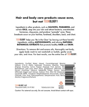 Teenology Body Wash for Teens | Acne & Breakout Prevention | Sulfate & Paraben Free | Natural Papaya Extract - Buy Online on GoSupps.com