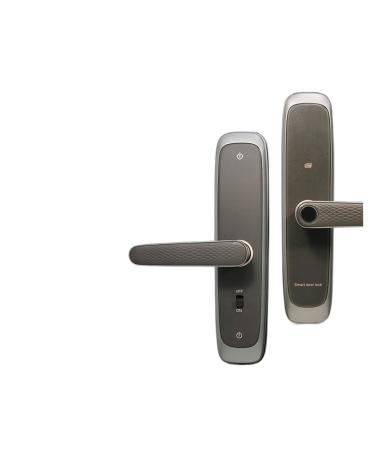 Electronic Smart Door Lock with Biometric Fingerprint/Smart Card/Password/Key Unlock/USB Emergency Charge (Color : Gray) (Gray)