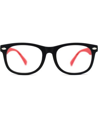 Boys Crushproof Flexible Rubber Horn Rim Blue Light Filter Glasses - Black Red | Shop Now for Maximum Eye Protection - Buy Online on GoSupps.com