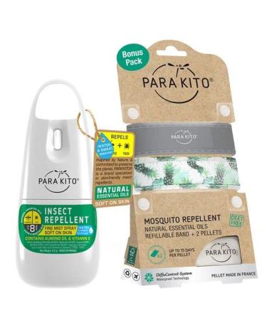 Para'Kito Mosquito Bonus Pack - 2 Mosquito Wristbands | 2 Refills (Grey + Pineapple) + Insect Repellent Spray Grey/Pineapple