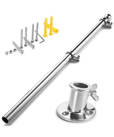 ZOMCHAIN Marine Flag Pole with Base, Flag Pole Holder, 316 Stainless Steel Flag Pole Set for Boat, Yacht, Truck and Yard - Flag Pole 23.62inch/60cm 24 IN