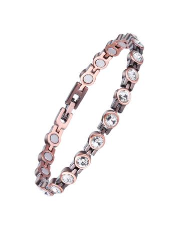 JEROOT Magnetic Bracelet Women Magnetic Bracelets Clasp Red Copper Bracelet Magnet 5mm Zirconia Women Magnetic Bracelet Energetix