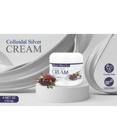 Silver Miracles Colloidal Silver Cream 4oz | Skin Healing, Moisturizing, Handmade in USA | 99.999% Pure Silver | Scent & Dye Free - Buy Online on GoSupps.com