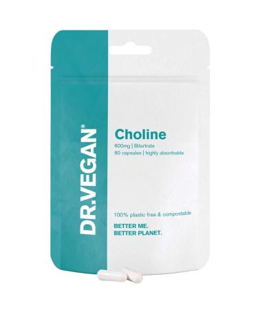DR.VEGAN Choline 600mg | 60 x 300mg Vegan-Friendly Capsules | One Month Supply | Two-A-Day - 30 Day Supply