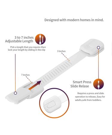 Baby Safety Strap Locks (6 Pack) - Child Proof Cabinet Doors, Drawers, Fridge, Toilet, Dishwasher - No Drilling, 3M Adhesive - Buy Online on GoSupps.com