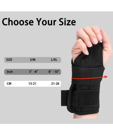 HYCOPROT Adjustable Wrist Supports Brace with 2 Metal Straps for Men and Women-Breathable Carpal Tunnel Wrist Splint for Relieve Tendonitis Arthritis Sprains L/XL(Pack of 1) Black-Right Hand - Buy Online on GoSupps.com