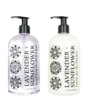 Greenwich Bay Kitchen Collection LAVENDER SUNFLOWER Scented Liquid Hand Soap & Lotion Combo with Shea Butter - 16 fl oz Pump Bottles