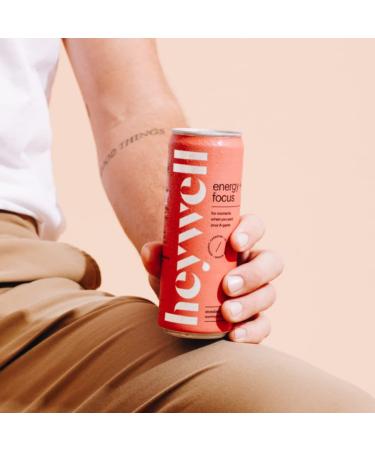 heywell sparkling adaptogenic water energy + focus caffeinated strawberry lemon - 12pk 12oz cans - Buy Online on GoSupps.com