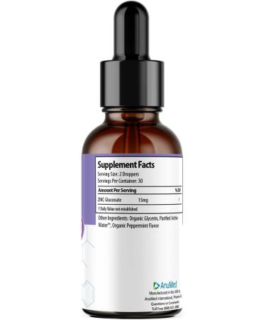 Anumed Natural Zinc Gluconate 15mg Liquid Drops - Immune System & Brain Support - Vegan & Non-GMO - 2 Packs of 2oz - Buy Online on GoSupps.com