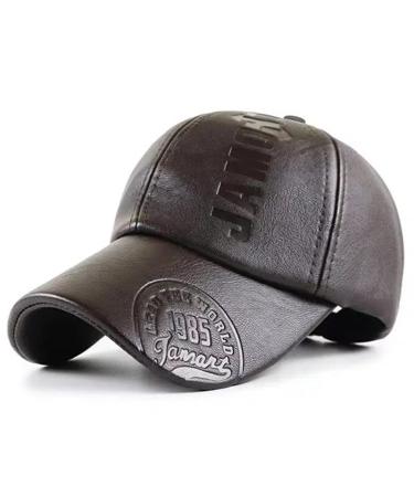 My Moreyea Men's PU Leather Baseball Cap Adjustable Leather Hat for Fall Winter Outdoor Sports Hat Coffee