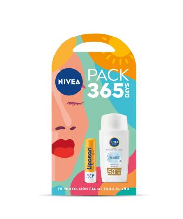 NIVEA SUN NIVEA Sun Face Sunscreen Sun Protection NIVEA SUN Daily Invisible Fluid Face Sunscreen SPF 50+ (1 x 40ml) + Liposan Sun Protect SPF 50 (1 x 4.8g)