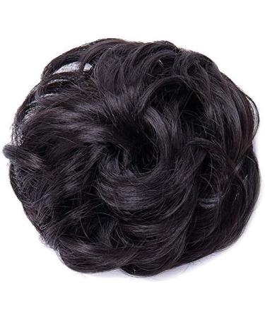 Dark Brown Messy Curly Hair Bun Scrunchie Extension | Wavy Ponytail Donut Chignon Hairpiece - Buy Online on GoSupps.com