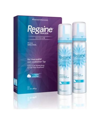 Regaine Women Foam with Minoxidil - 4-Month Pack for Stubborn Hereditary Hair Loss & Hair Growth - 2 x 60g - Buy Online on GoSupps.com