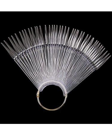 Artlalic Art Nail 40 pieces artificial nails nail art exercise tools nail polish color display stiletto sharp shape with metal ring natural clear color (transparent)