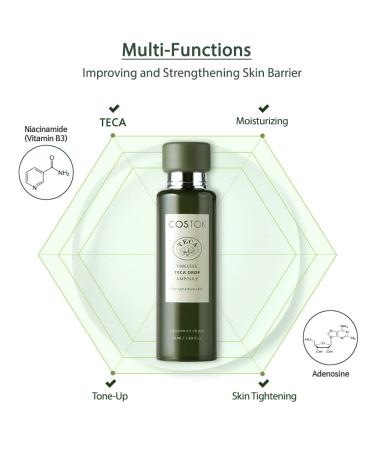 COSTOK Timeless TECA Drop Ampoule 50ml with Centella Asiatica Extract TECA Technology Hypoallergenic Soothing Hydrating Facial Serum for Sensitive Skin - Buy Online on GoSupps.com