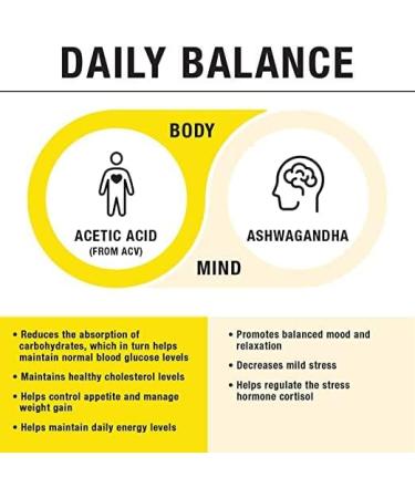 Apple Cider Vinegar Capsules with 6 B Vitamins and Ashwagandha for Daily Balance and Stress Relief - 750mg Acetic Acid - Non-GMO Vegan Gluten Free - Buy Online on GoSupps.com