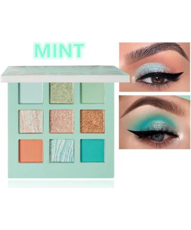 Mysense 9 Colors Eyeshadow Palette Glitter and Matte Eye Shadows Light Green Teal Blue Copper Professional Vegan Natural Nude Eyeshadow Shades Mint Green & Maroon - Buy Online on GoSupps.com