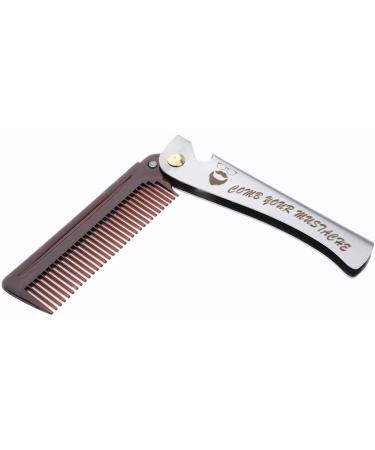 Stainless Steel Beard Comb Men's Hair Beard and Mustache Styling Comb Folding Fine Teeth Pocket Comb - Brown Very Practical and Popular - Buy Online on GoSupps.com