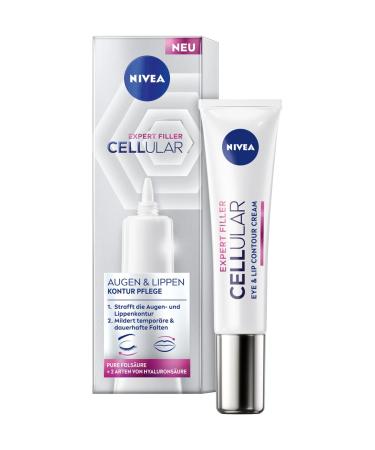 NIVEA Cellular Expert Filler Eyes and Lippe Kontur Care (15 ml) tight anti -fold eye cream with hyaluron and pure folic acid moisturizing lip care - Buy Online on GoSupps.com
