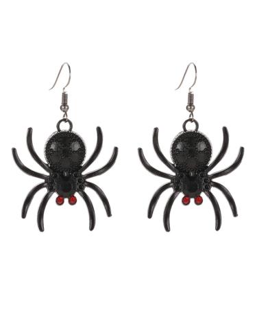 Holibanna Rhinestone Dangle Earrings Black Spider Earrings Gothic Ear Jewelry Halloween Dangler Earrings Animal Earrings for Women Girl Party Favor Ornament Earrings
